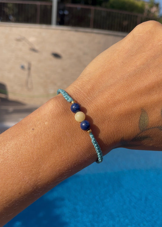Bracciale lapislazzuli e giada gialla
