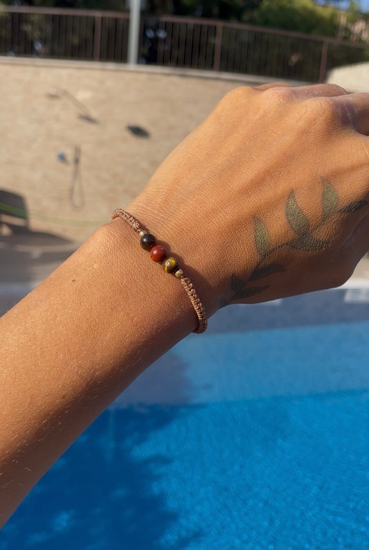 Bracciale Occio di Tigre e Diaspro Rosso