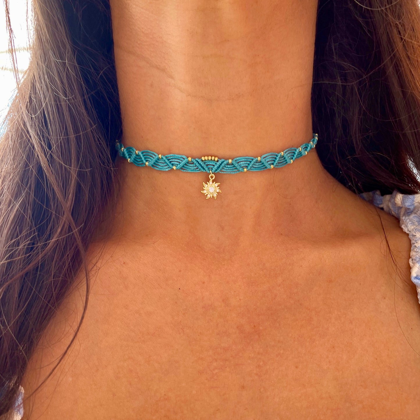 Collana turchese con ciondolo Sole